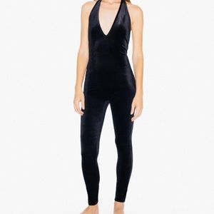 American Apparel Velvet Halter Full Jumpsuit